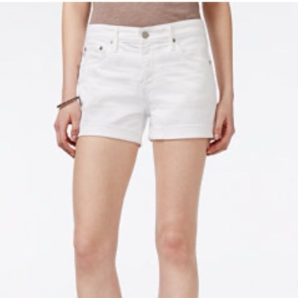 AG Adriano Goldschmied The Hailey Ex-Boyfriend Roll-Up White Denim Shorts Sz 27 - Picture 1 of 5